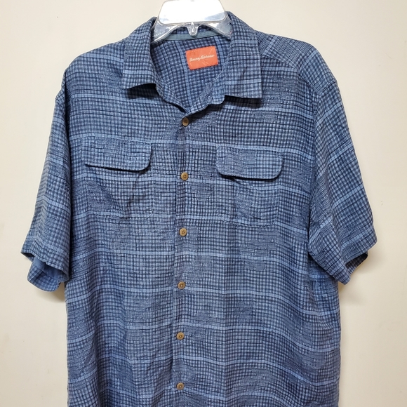 Tommy Bahama Shirt Men's M 100% Silk Blue Button Up Camp Shirt Hawaiian Pockets - Picture 11 of 11